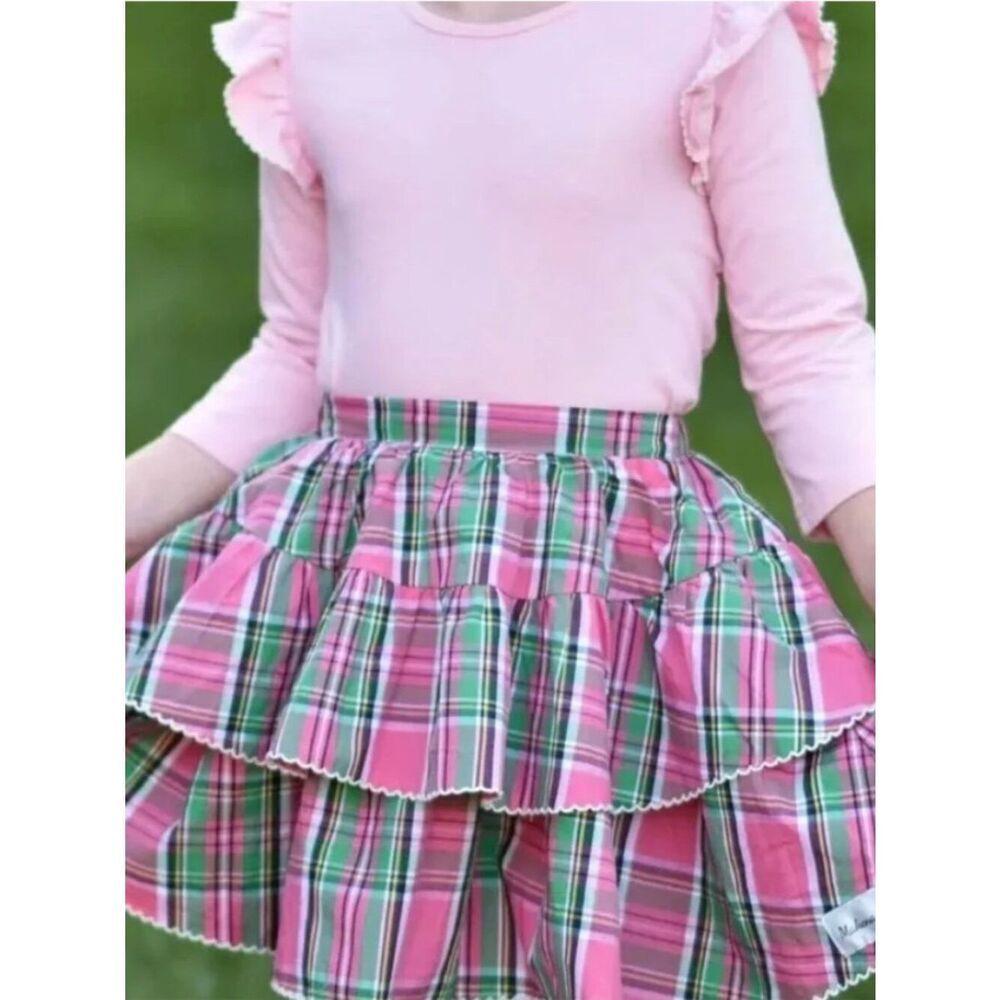 Makena Lane pink and green ruffle flounce skirt size 5